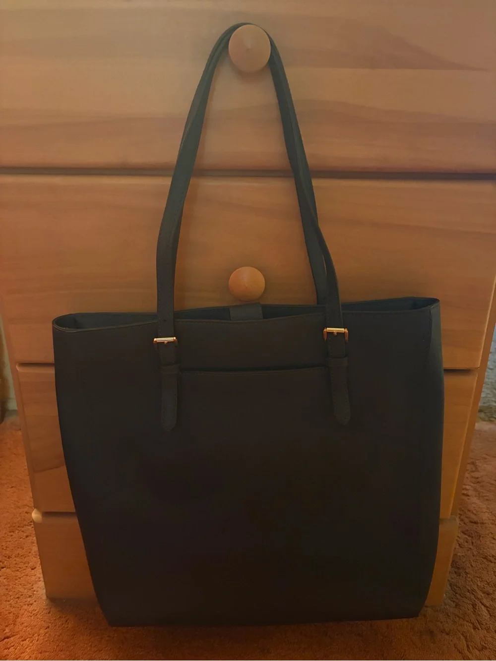 Michael Kors Black Tote with Gold MK Emblem